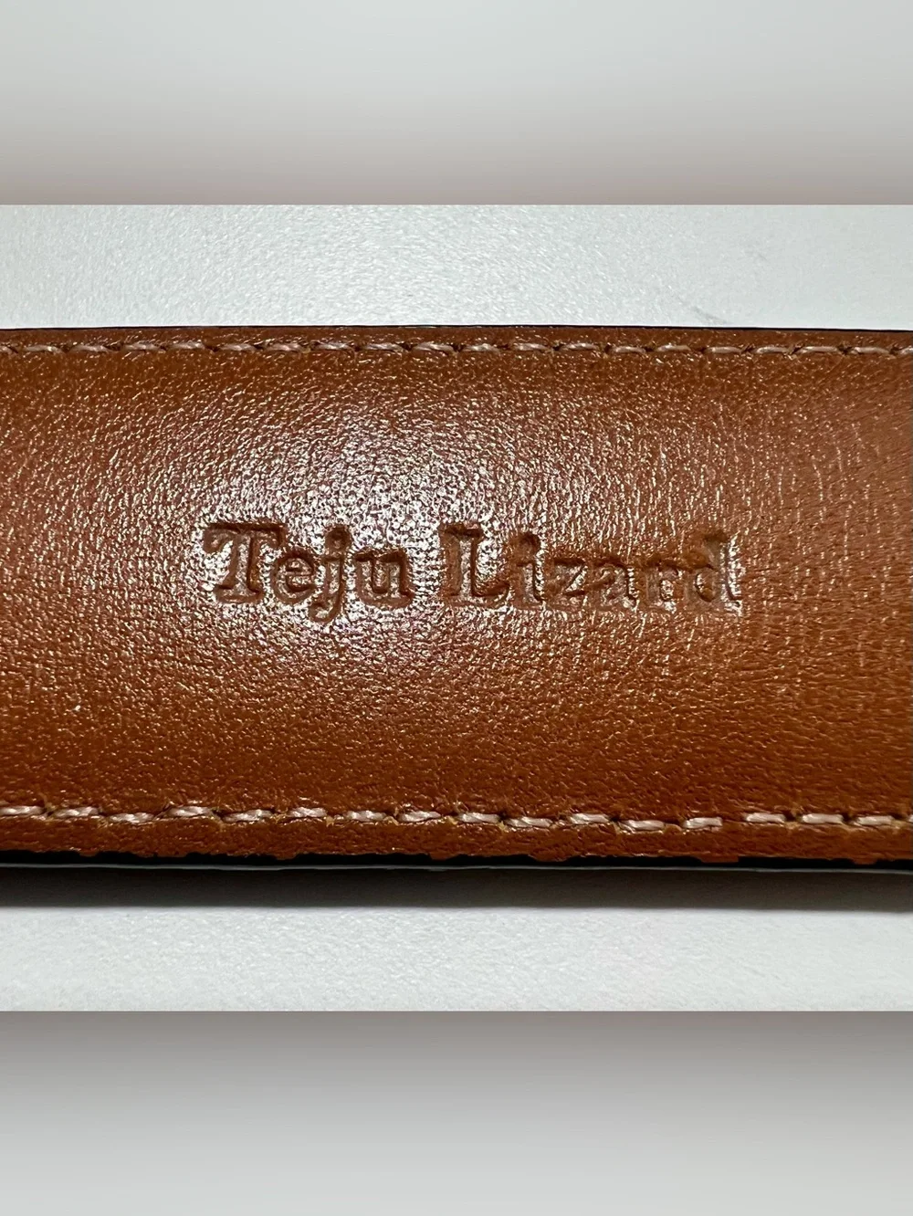 Allen Edmunds Men’s Exotic Teju Lizard Hide And Leather Belt Size 36/90, No. 261
